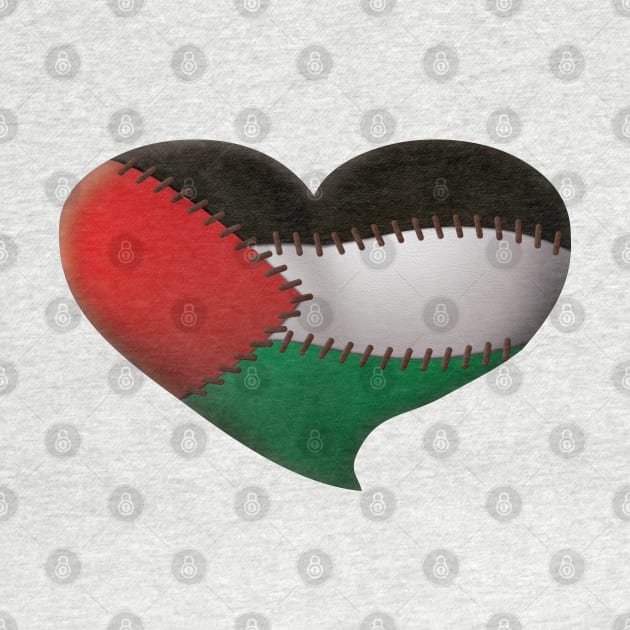 Palestinian heart with stitching joining the colors of the flag. by Jevaz